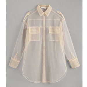 Sheer Oversized Mesh / Organza Cover-up Shirt